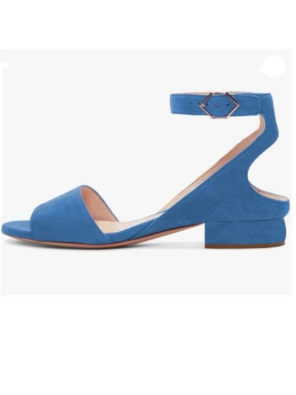 XYD Blue Strappy Low Heel Sandal Pumps Open Toe Ankle Strap Chunky Heeled Shoes